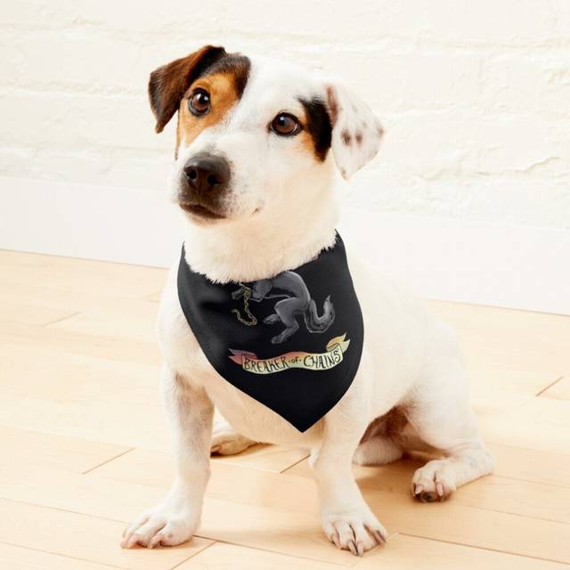 (Fenrir Breaker of Chains =2788) 2-in-1 Pet Bandana Collar with Quick Release Buckle & D-Ring Adjustable Cat Scarf for Large/XLarge/XXLarge Dogs, Doub