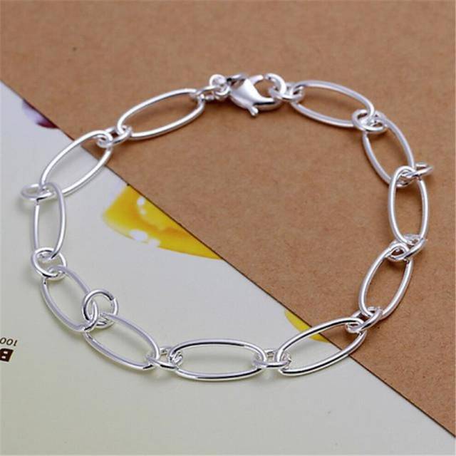 (Ivory) New High Quality S925 Sterling Silver 4MM Women Men Chain Male Twisted Rope Bracelets Fashion Silver Jewelry