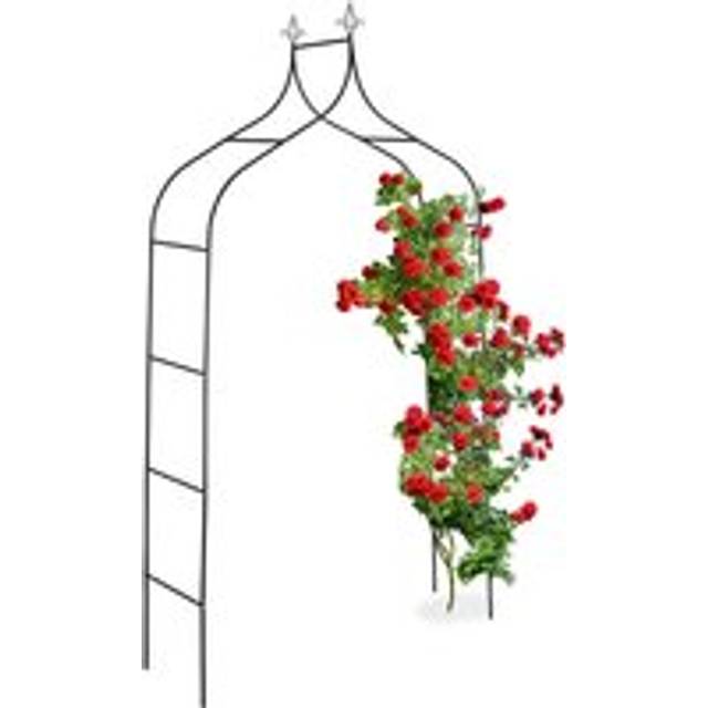 Relaxdays - Metal Rose Arch, Garden Arbour, HxWxD: 260 x 140 x 38 cm, Archway, Climbing Support for Plants, Black