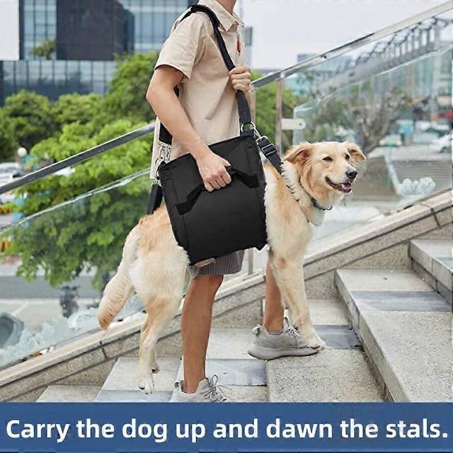 (L, One size) Dog Carry Sling, Emergency Backpack Pet Legs Support & Rehabilitation Dog (black) Lift Harness For Nail Trimming, Dog Carrier