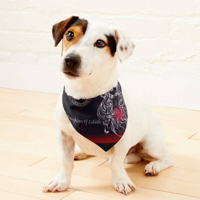 (Daughters of Lilith=2080) 2-in-1 Pet Bandana Collar with Quick Release Buckle & D-Ring Adjustable Cat Scarf for Large/XLarge/XXLarge Dogs, Double-Sid