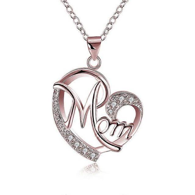 (rose gold, One size) Love diamond necklace letter short necklace