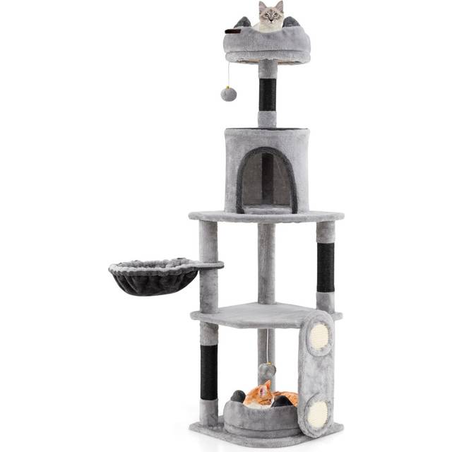 Tall Cat Tree Indoor Cats Multi-level Large Cat Tower With Condo-Grey