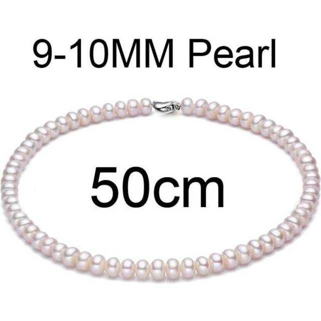 (white, 50cm) Lsooyh 9-10mm Natural Freshwater Pearl Necklace For Women White Pearl Jewelry Choker Necklace