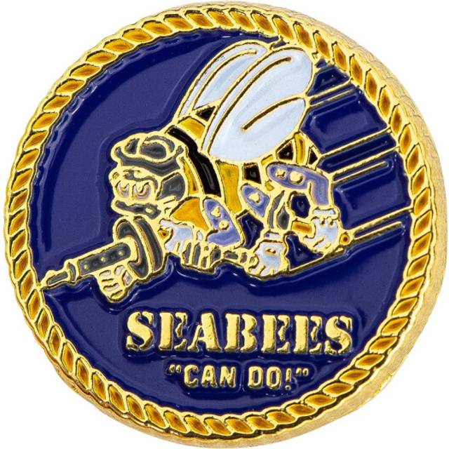 Desert Cactus United States Navy Lapel Pin US Logo Enamel Made of Metal (Lapel Pin - Seabees)