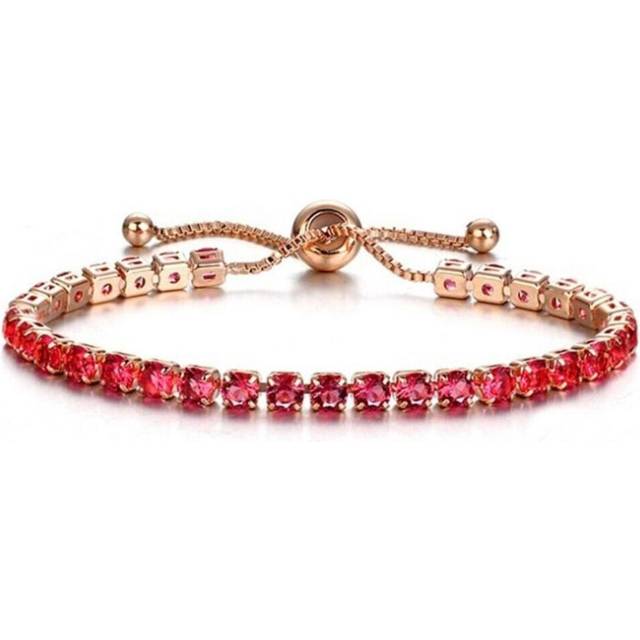(red) Cubic Zirconia Bracelet Bangle Beads Adjustable Handmade Charm Bracelets Women Fashion Jewelry Gifts