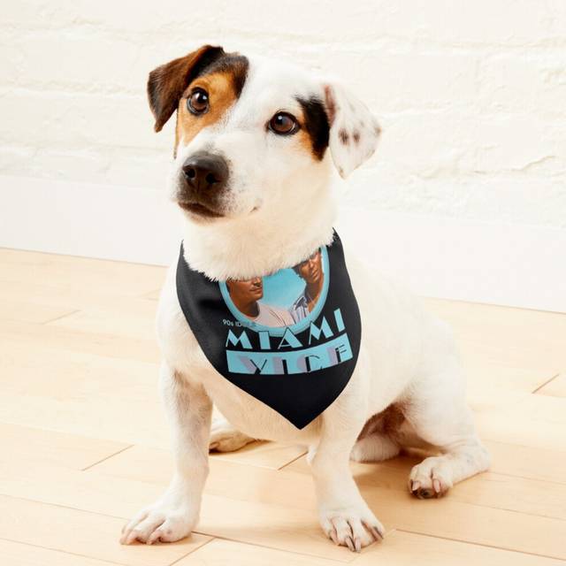 (Miami Vice - TV Shows=2172) 2-in-1 Pet Bandana Collar with Quick Release Buckle & D-Ring Adjustable Cat Scarf for Large/XLarge/XXLarge Dogs, Double-S