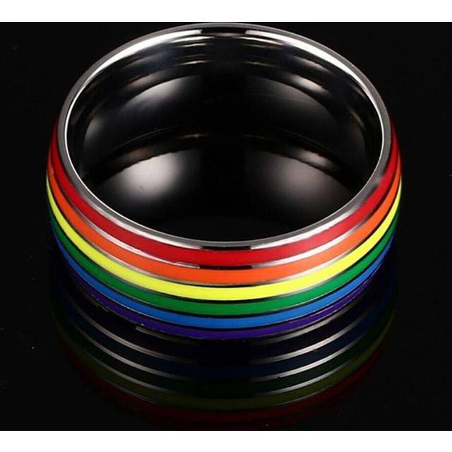 (12) Six-Color Ring Fashion Women and Man Rainbow Trend Jewelry
