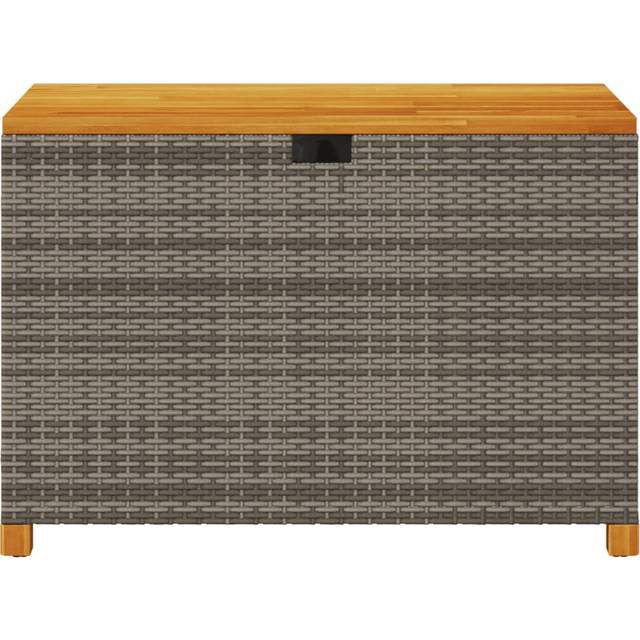 Garden Storage Box 110X55x63 Cm Poly Rattan Acacia Wood - Brown (63cm H X 110cm W X 55cm D)