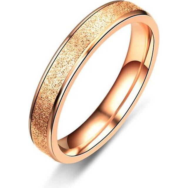 (rose gold, 7) Rose Gold Silver Color Stainless Steel Frosted Couple Rings For Women Men Titanium Steel Ring Lovers 's Rings Wedding Jewelry