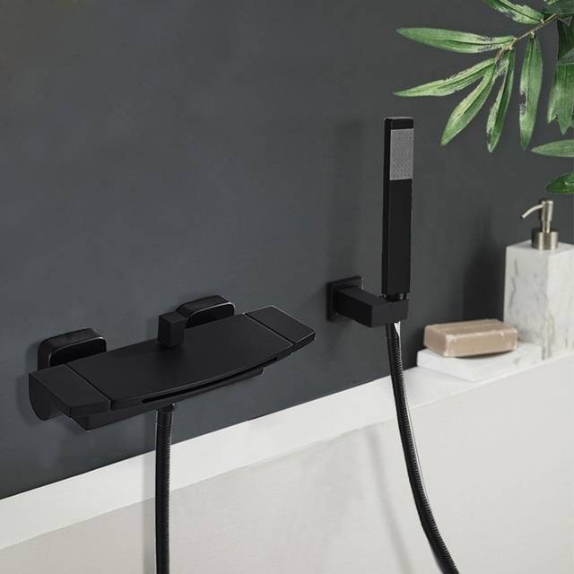 Shantel Wall Mounted Waterfall Bath Shower Mixer - MatteBlack (27cm)