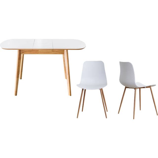 Abbey Extendable Table (106-136Cm) With White PU Talisa Dining Chairs- 4 Seater (4)
