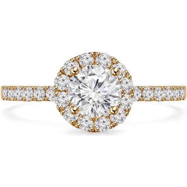 Majesty Diamonds MD240120-7 1.1 CTW Round Diamond High Set Halo Engagement Ring in 14K Yellow Gold - Size 7