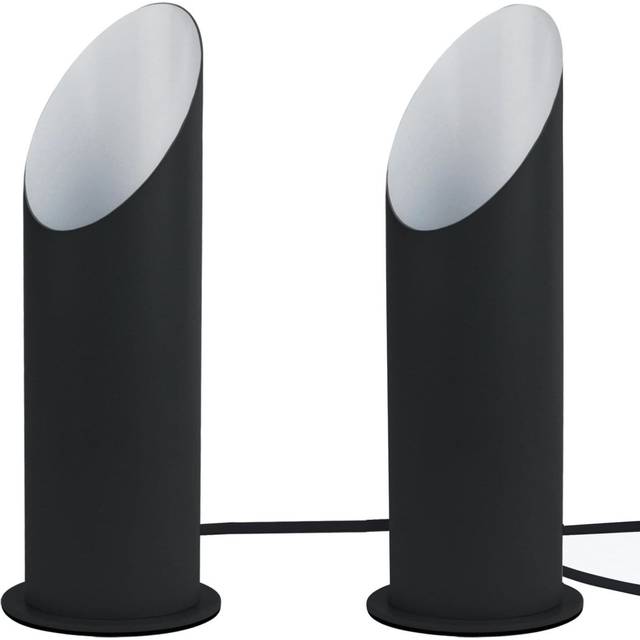 Set of 2 modern black table floor standing lamp uplighter 27cm flood spot light