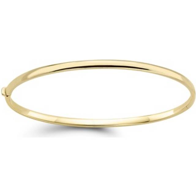 Jewelco London Ladies 9ct Yellow Gold D-Shape Tube Minimalist Oval Bangle Bracelet 3mm - BNNR02357
