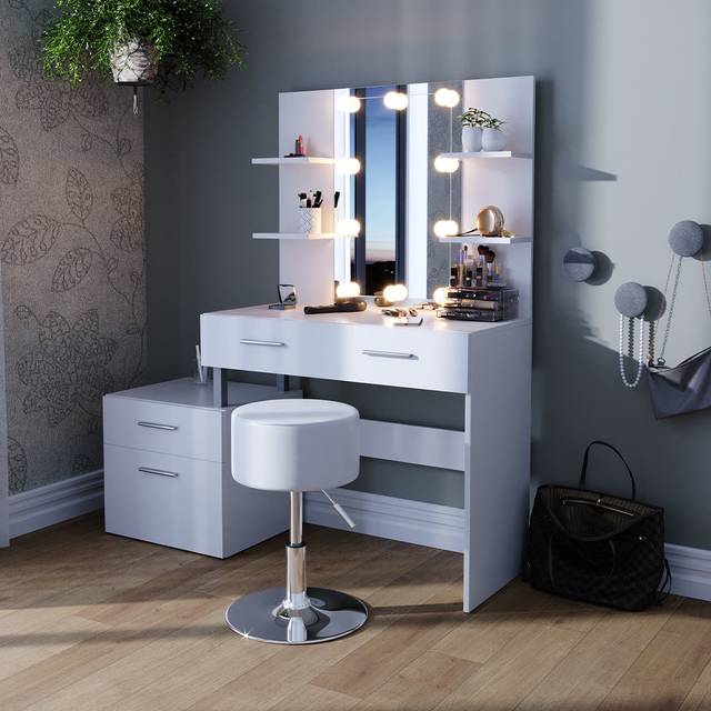 Jaquiss Dressing Table Set with Mirror (145.5cm H X 132cm W X 43cm D)