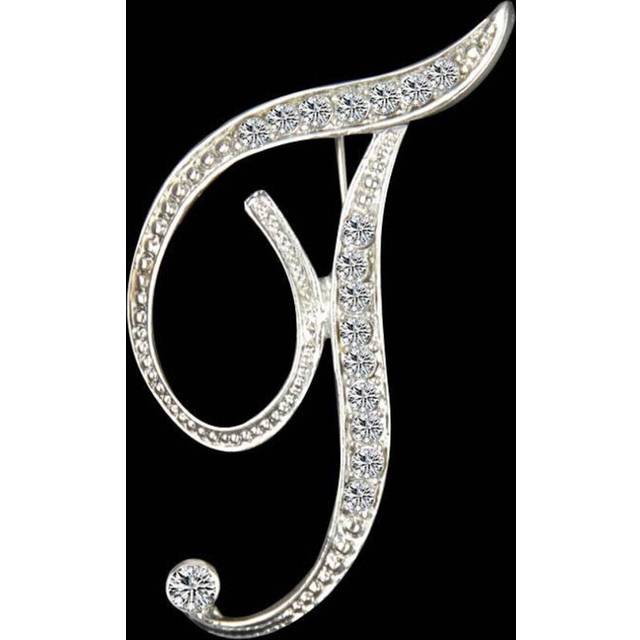 (T) Gifts Rhinestone Letter Crystal Pins Jewelry Letter Alphabetical English Brooch Brooches