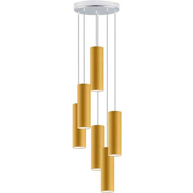 Denegal 6 - Light Cluster Cylinder Pendant - Silver (140cm H X 40cm W X 40cm D)