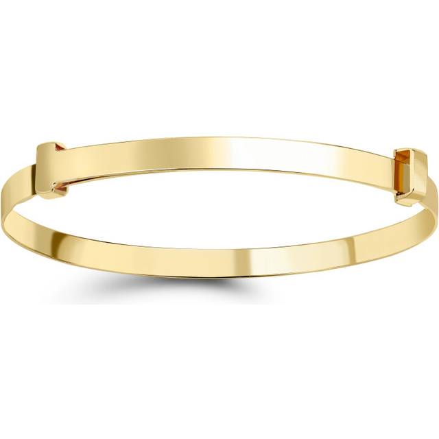 Jewelco London Ladies 9ct Yellow Gold Flat Band Adjustable Expanding Kids Baby Bangle Bracelet 3mm - BNNR02293