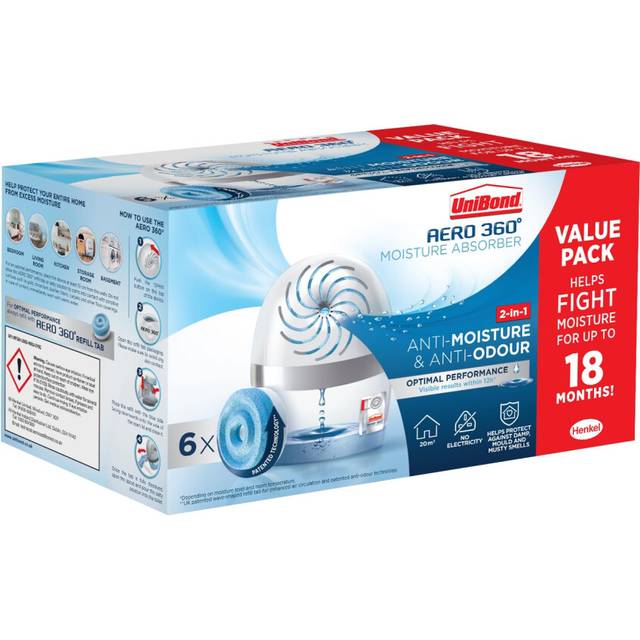 UNIBOND AERO 360? Moisture Absorber Neutral Refill Tab, Ultra-Absorbent and Odour-neutralising, for AERO 360? Dehumidifier, Condensation Absorbers,