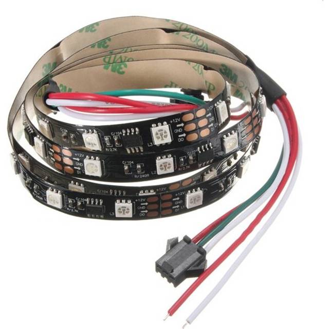 (Black) 1M LED Strip 30 SMD 5050 RGB Dream Color waterproof IP65 DC 12V