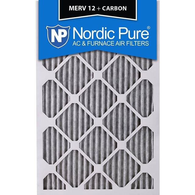Nordic Pure 20x24x1 (19 1/2 x 23 7/16 x 3/4) Furnace Air Filters MERV 12 Pleated Plus Carbon 3 Pack