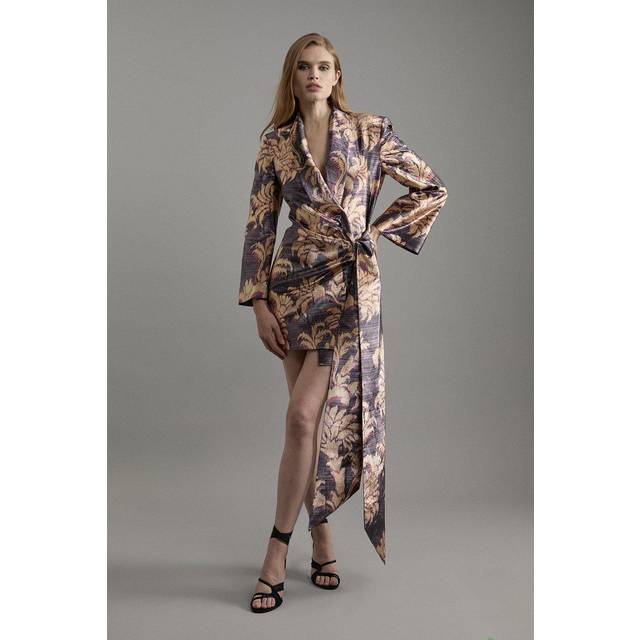 Petite Metallic Tailored Blazer Mini Dress - Floral