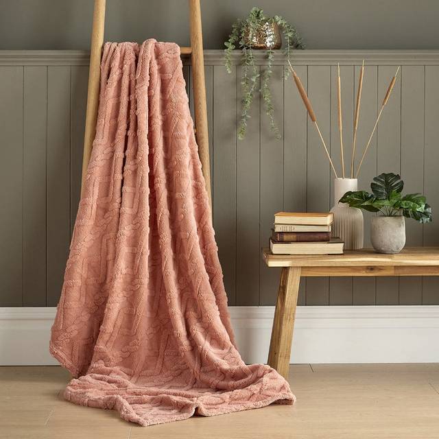 Lightweight Cable Knit Pattern Throw Blanket - Desert Sand