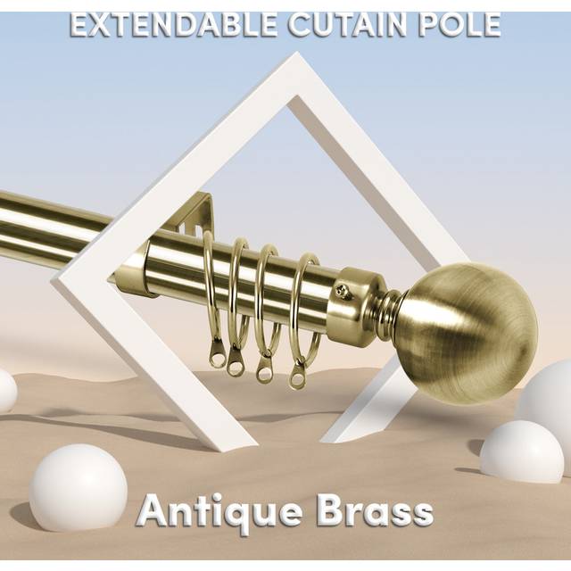 Almera Adjustable Curtain Pole Set - Antique Brass (16cm H x 480cm W x 12cm D)