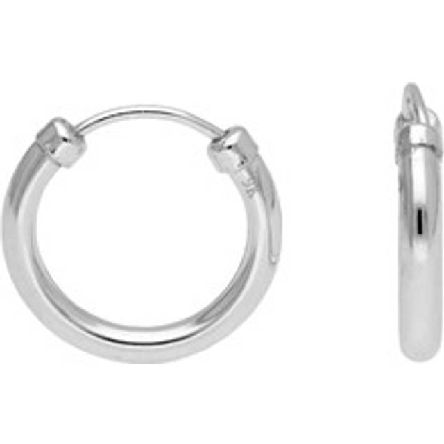 9ct White Gold 12mm Hoop Sleeper Earrings