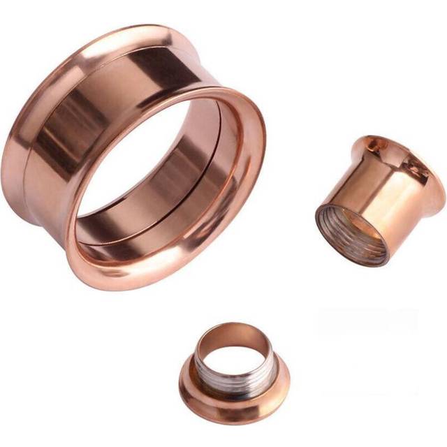 (rose gold, 8mm) 2x 316l Steel Body Piercing Jewelry Double Flares Screw Ear Expander Flesh Tunnel Plugs Ear Gauges
