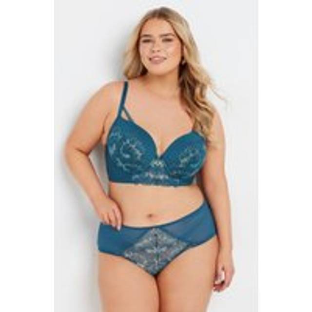 Yours Curve Green Iridescent Longline Underwired Bra - 48C