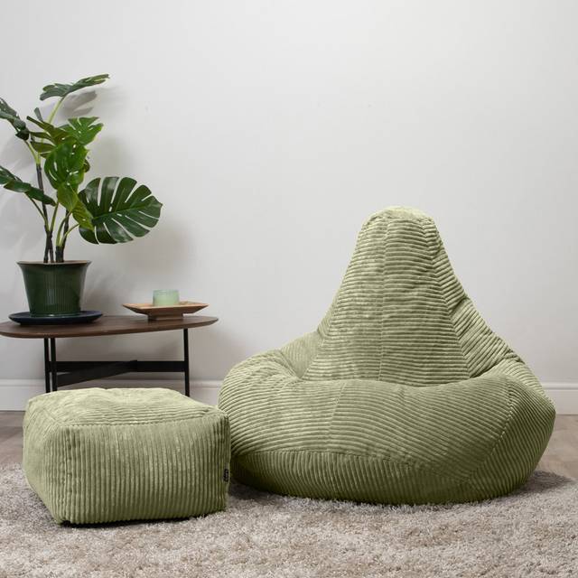 Corduroy Refillable Bean Bag Sofa - Green (Medium)