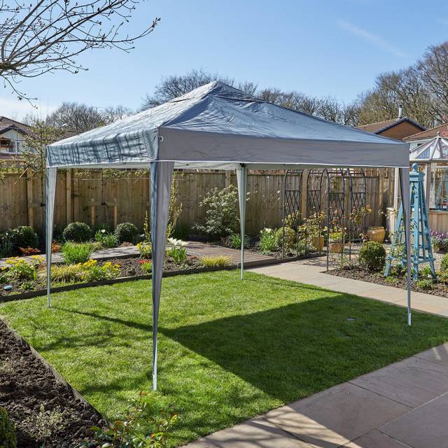 Easy Up Garden Outdoor 2m Gazebo - Grey (200cm W X 200cm D X 240cm H)