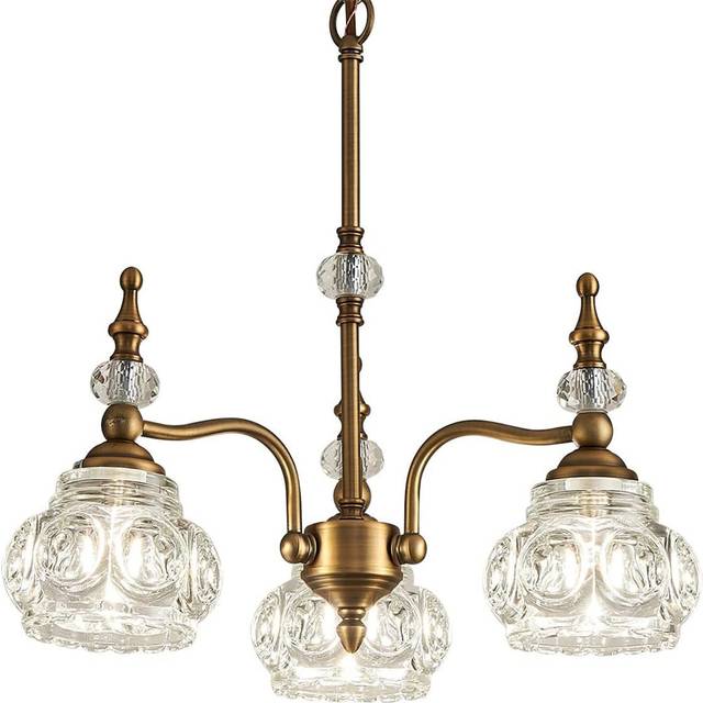 Living Room Ceiling Light, Chandelier, Brass Glass Chandelier, G9 Base, 3 Light Suspension Light Fixture - Gold