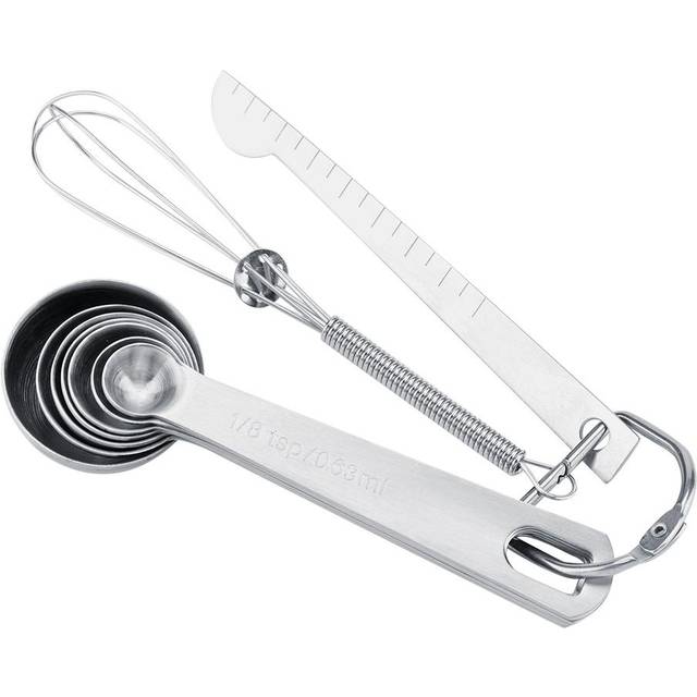 7Pcs/Set Stainless Steel Measuring Spoons Cups with Measuring Stick & Whisk