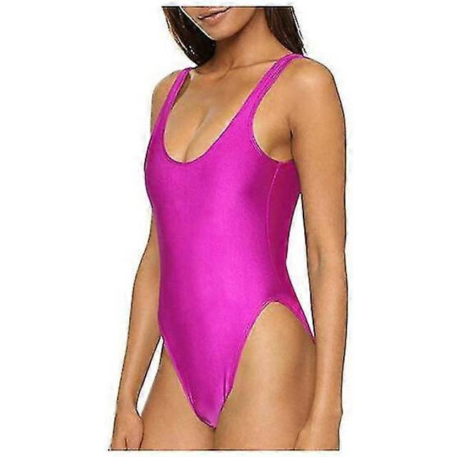 (XXL, Purple) 2025 Swimsuit for Women&#39;s Retro Inspired High Cut Low Back One Piece Swimwear Bathing Suits S-2XL