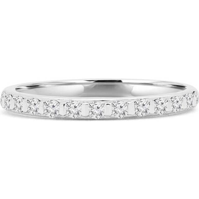 Majesty Diamonds MD230295-6 0.2 CTW Round Diamond Shared Prong Semi-Eternity Anniversary Wedding Band Ring in 14K White Gold - Size 6