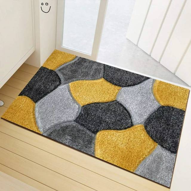 Modern Shaggy Indoor Dirt Trapper Door Mat Hallway Livingroom Kitchen Entrance Door Rug - Grey (60cm W X 110cm L)