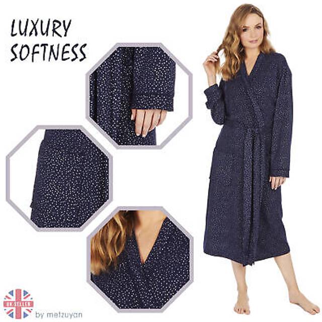 Ladies polka dot lightweight dressing gown womens dotted luxury bathrobe spotty