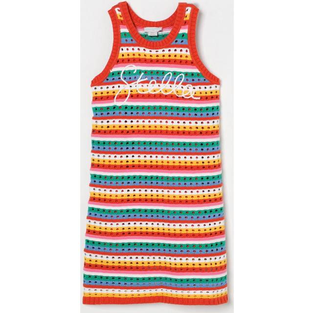 Stella McCartney Kids Kids' Cotton Crochet Logo Dress, Multi