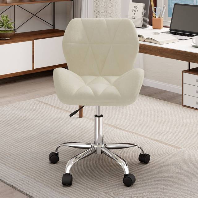 Velvet Office Chair - Beige (48cm W X 44cm D)