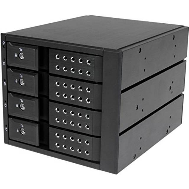 StarTech.com 4-vägs 3,5 tums axelbandslösa SATA-hårddiskar aluminium utbytbar ram/bakpresenning, 4-bay 3,5 tum (8,9 cm) mobil HDD-lagringsställ