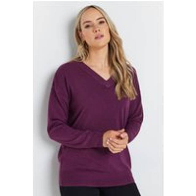 Lts Tall Purple Long Sleeve Vneck Jumper 14-16 Lts | Tall Women's Sweaters & Jumpers