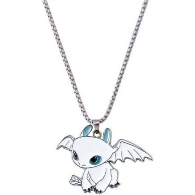 (white) Cartoon Black White Dragon Necklace Hip Hop Style Couple Lovely Necklace Fashion Jewelry Accessories