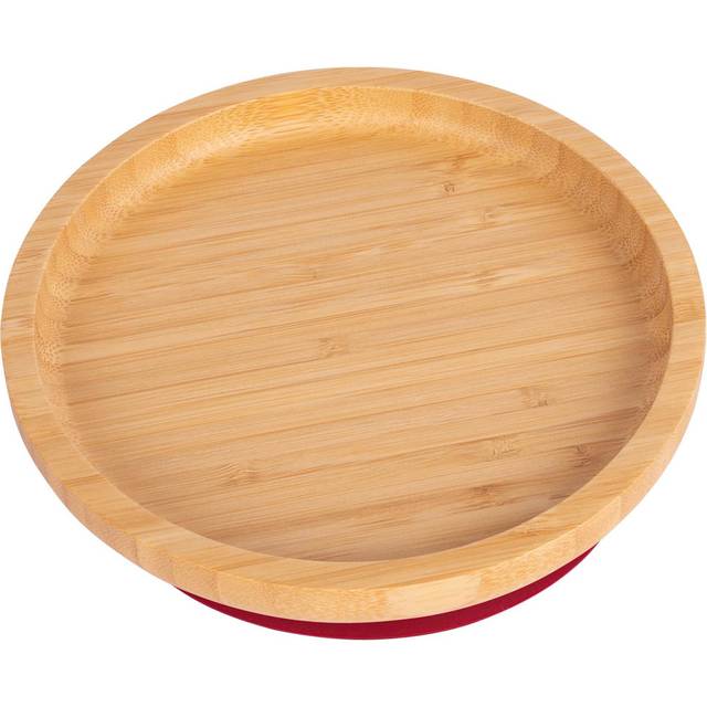 Round Open Bamboo Suction Plate - Red