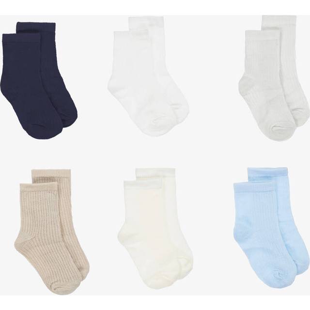 Mayoral Newborn Boys Blue & Ivory Viscose Knit Baby Socks (6 Pack) - 18 month