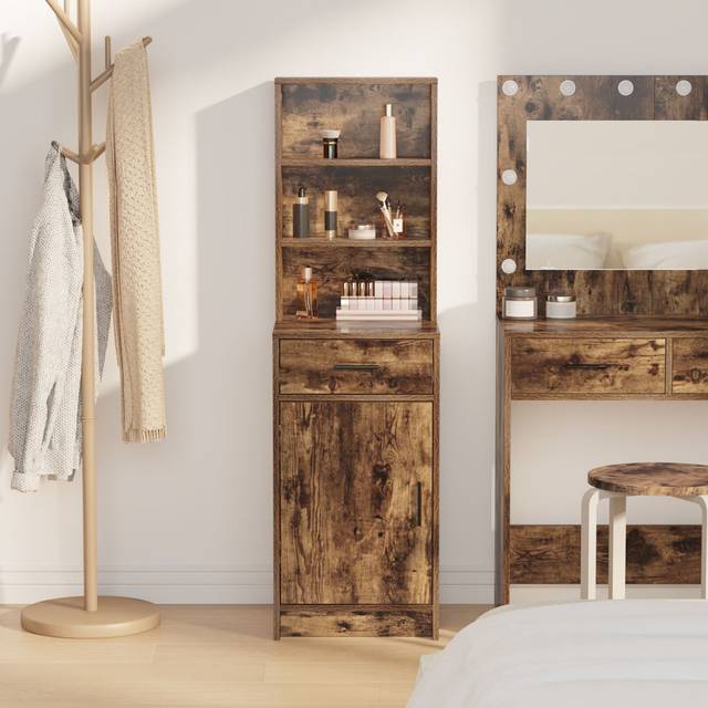 Latitude Run Black Oak Engineered Wood Medium Sideboard Rectangular Modern Smoked Oak 135cm H X 40cm W X 41cm D