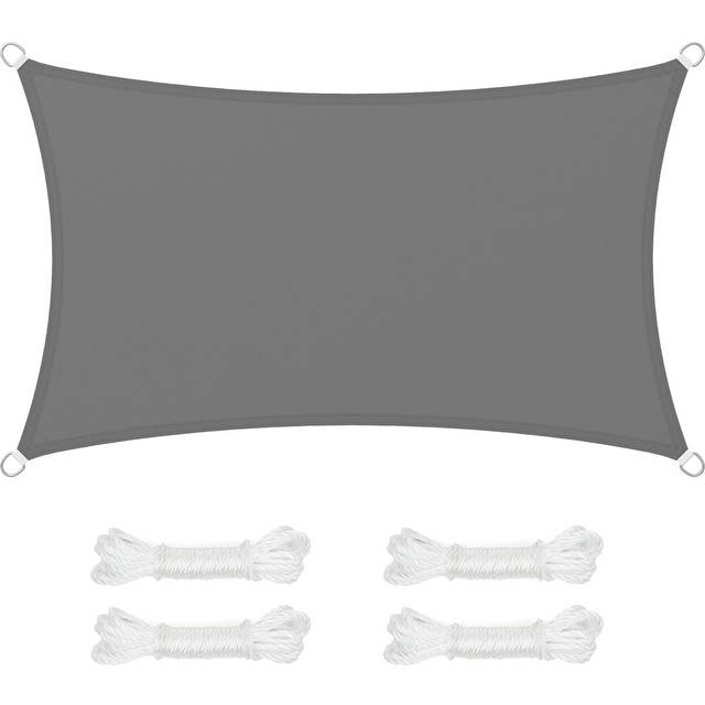 SONGMICS solspegel 3 x 5 m, vattentÅlig (min. 1 000 m), UV-skydd, solskydd i rad halkfri polyester, H Lt 93% solstrÅlar av, vÄdertÅlig, trÄdgÅrd, balkong, terrass, camping, ljusgrÅ GSH35QY