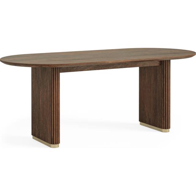 Delonna 200cm Fluted Oval Dining Table - Espresso Wood